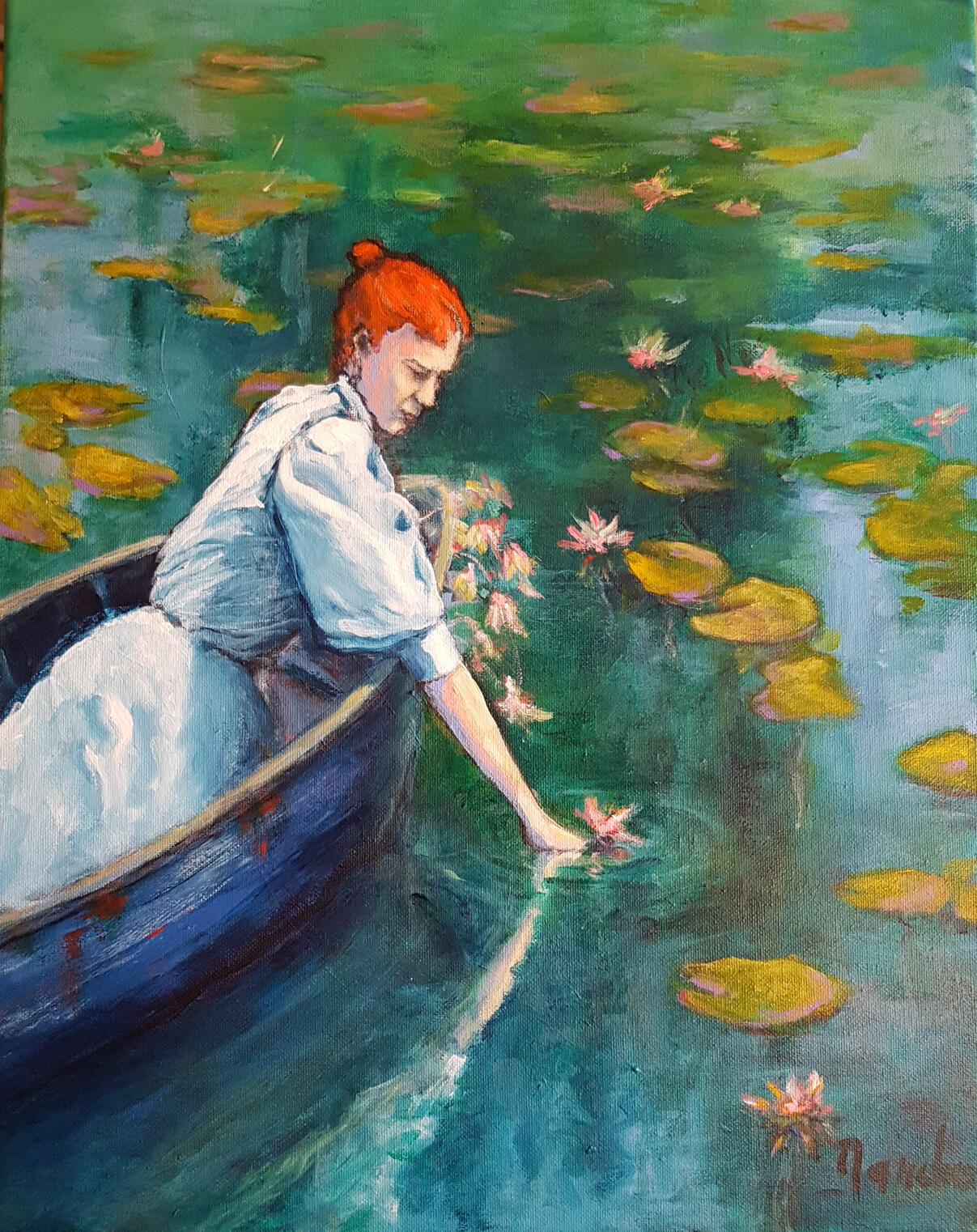 La dame aux nénuphars( Acryl. 30x40) 80€
